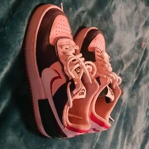 Nike Red and White Air Force 1 Sneakers